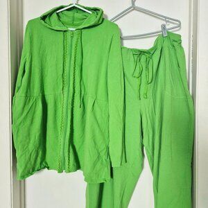 Hoodie and jogger bright green plus size, Lane Brant